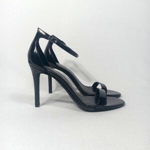 MADDEN GIRL 'Brazen' Black Faux Patent Leather Stiletto Heel Sandal Women Size 8